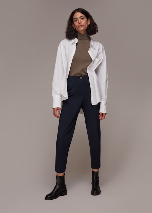 Navy Lila Tapered Ponte Pants 