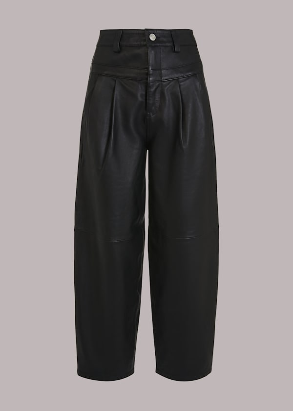 Black India Leather Pleat Trouser