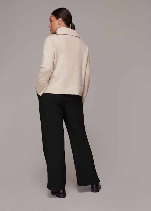 Black Side Split Crepe Pants 