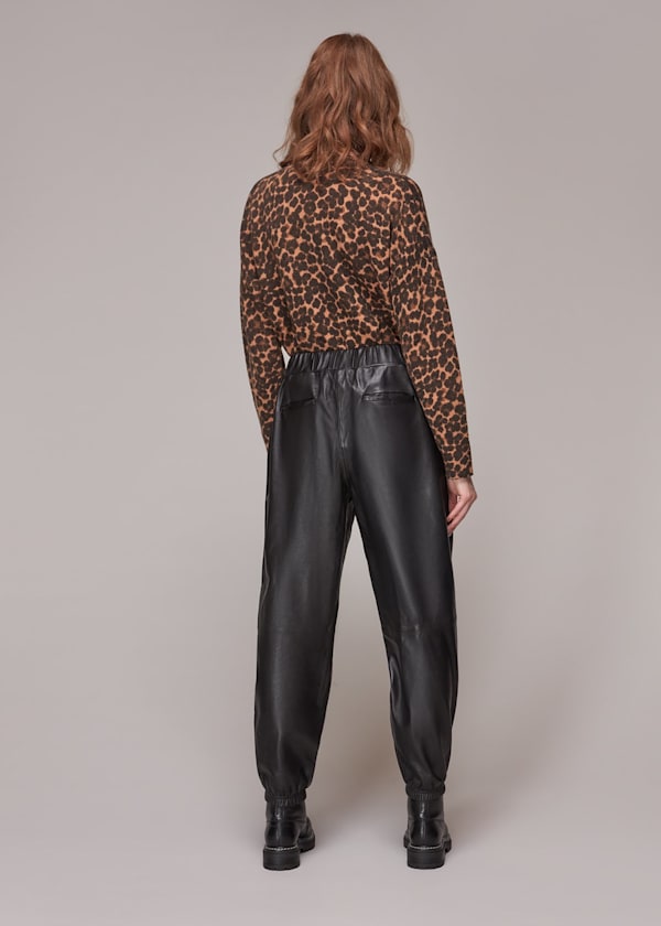 Black Charlie Leather Cuffed Pants 