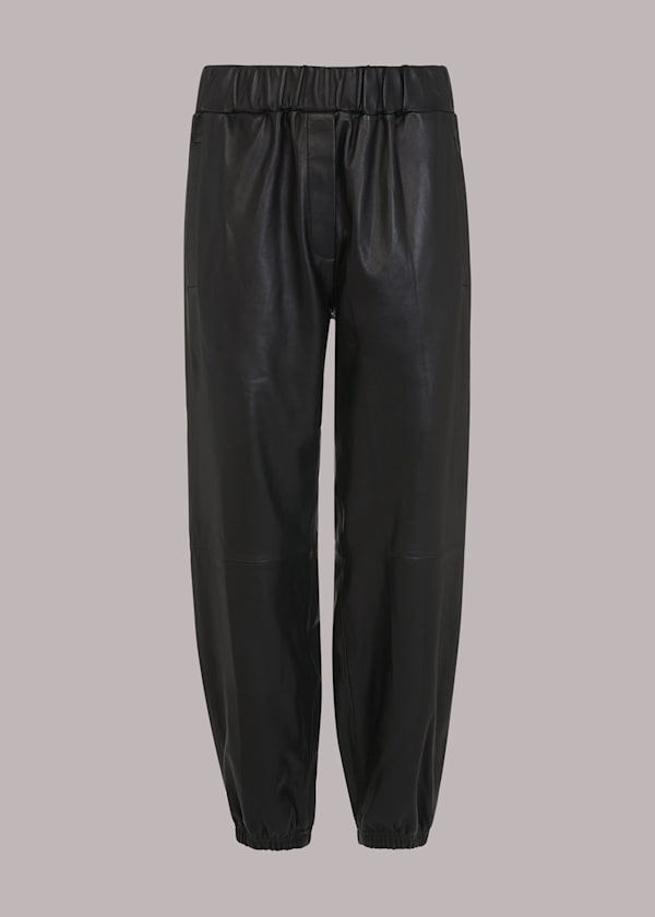 Black Charlie Leather Cuffed Trouser