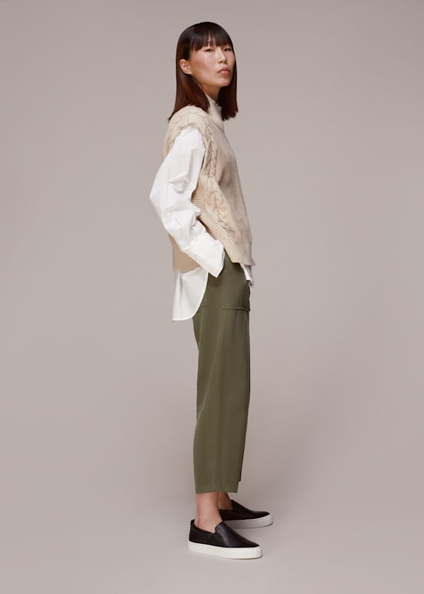 Khaki Madison Pocket Detail Trouser