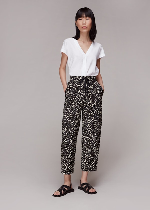 Black Sahara Cat Printed Pants 