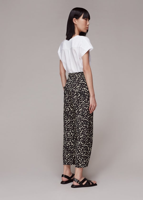 Black Sahara Cat Printed Pants 