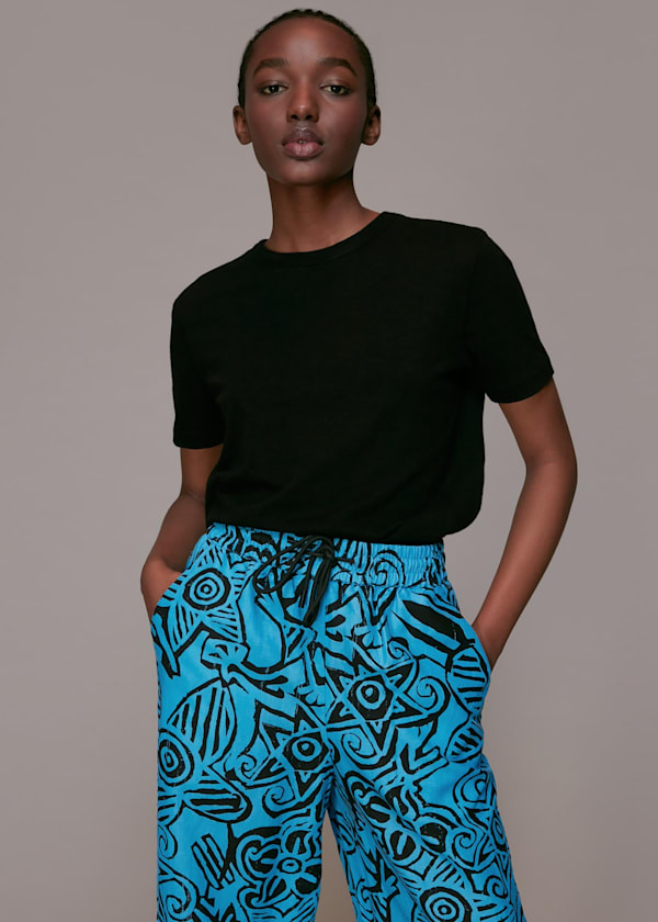 Blue Starflower Print Trouser