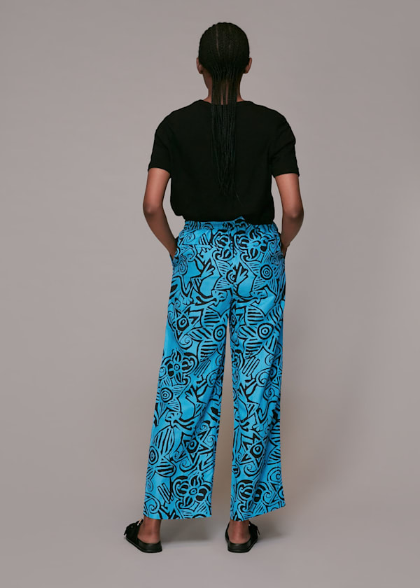 Blue Starflower Print Trouser