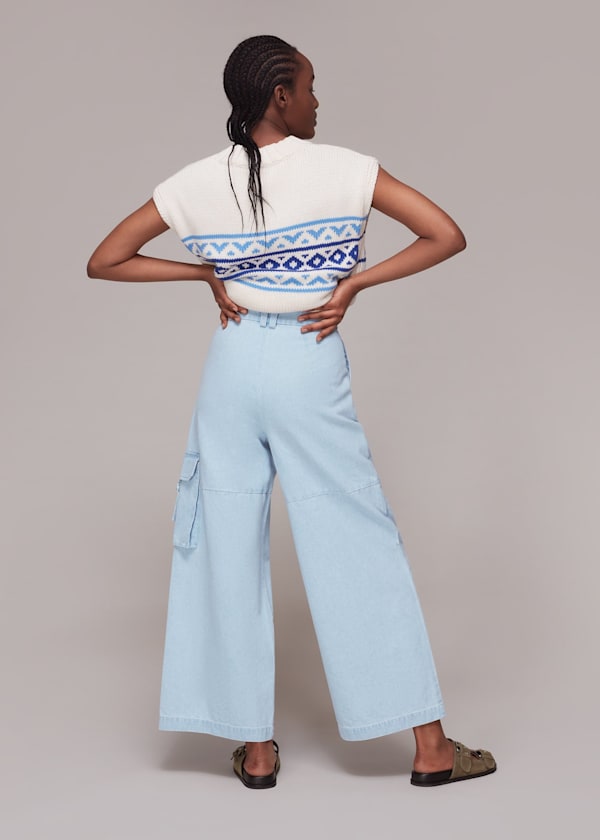Pale Blue Evie Pull Leg Trouser