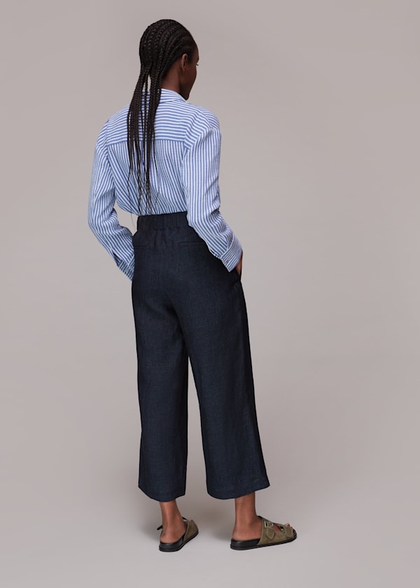 Navy Linen Indigo Trouser