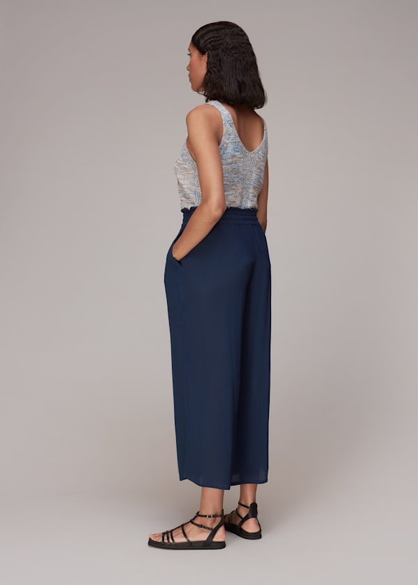 Navy Imogen Fluid Cropped Pants 