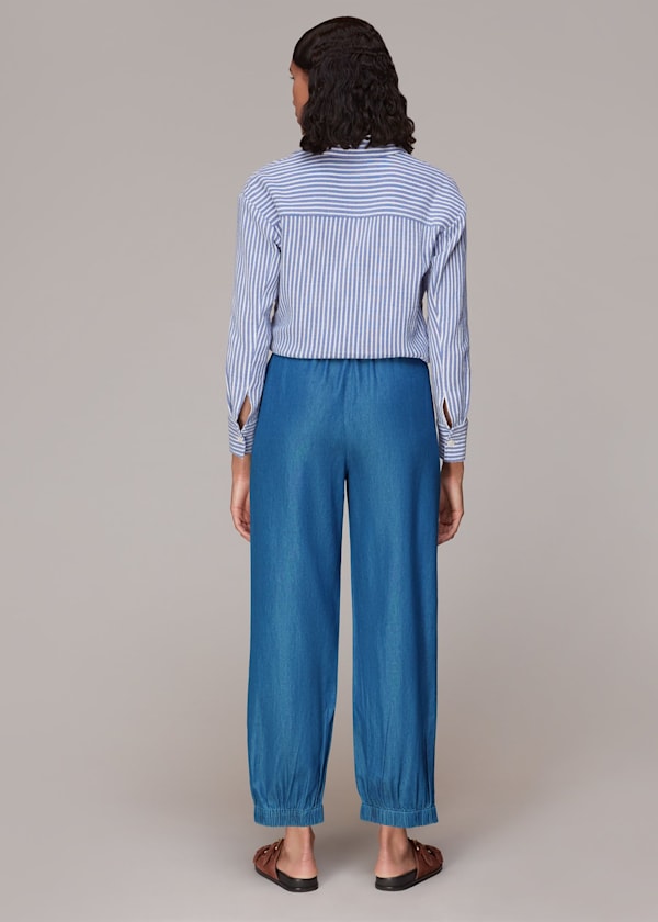 Blue Lucy Chambray Barrel Pants 