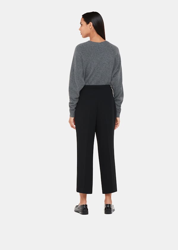 Black Wide Leg Cropped Trouser