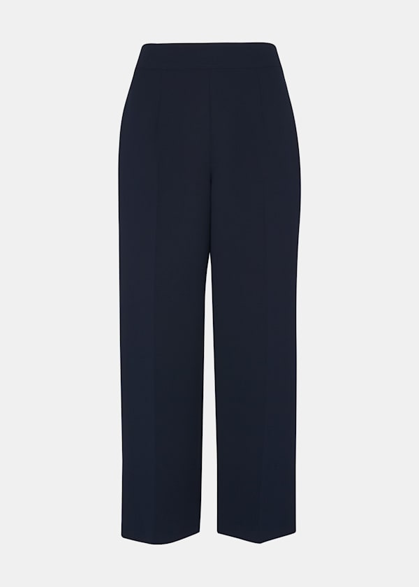 Navy Wide Leg Cropped Pants 