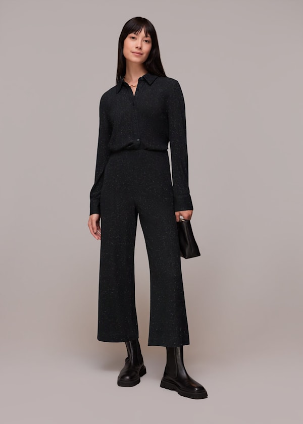Black Sparkle Cropped Trouser