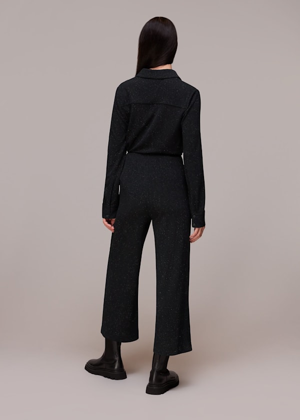 Black Sparkle Cropped Pants 