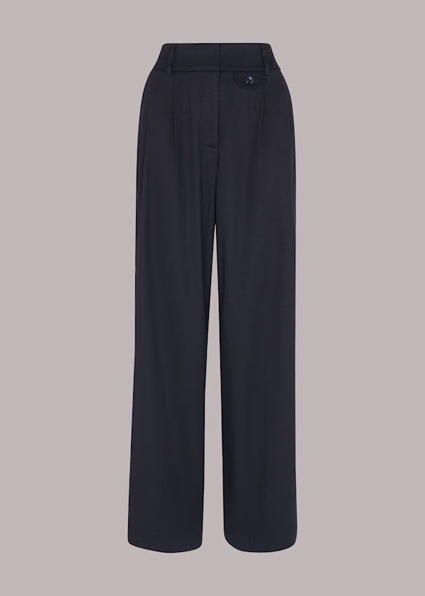Navy Tess Full Length Trouser