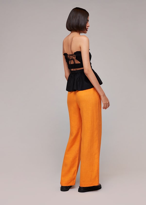 Orange Leonie Linen Pants 