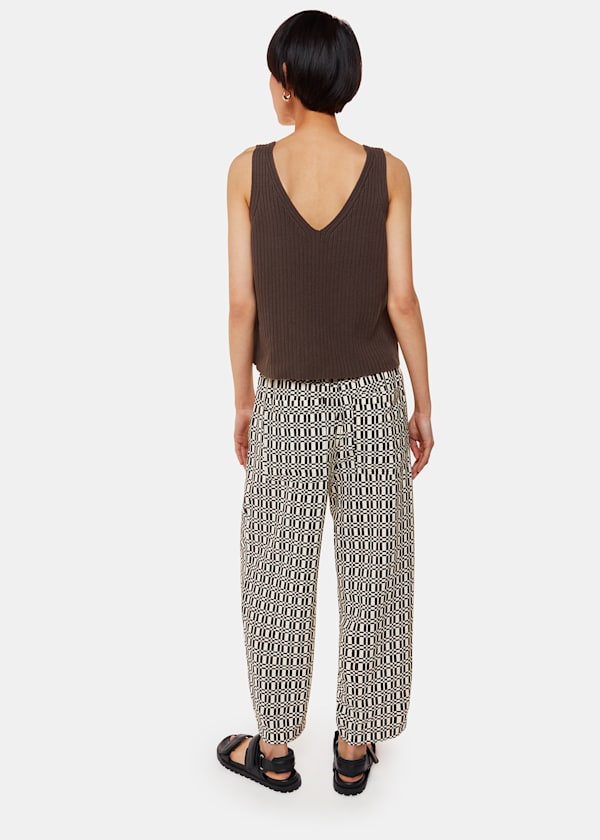 Black Link Check Print Pants 