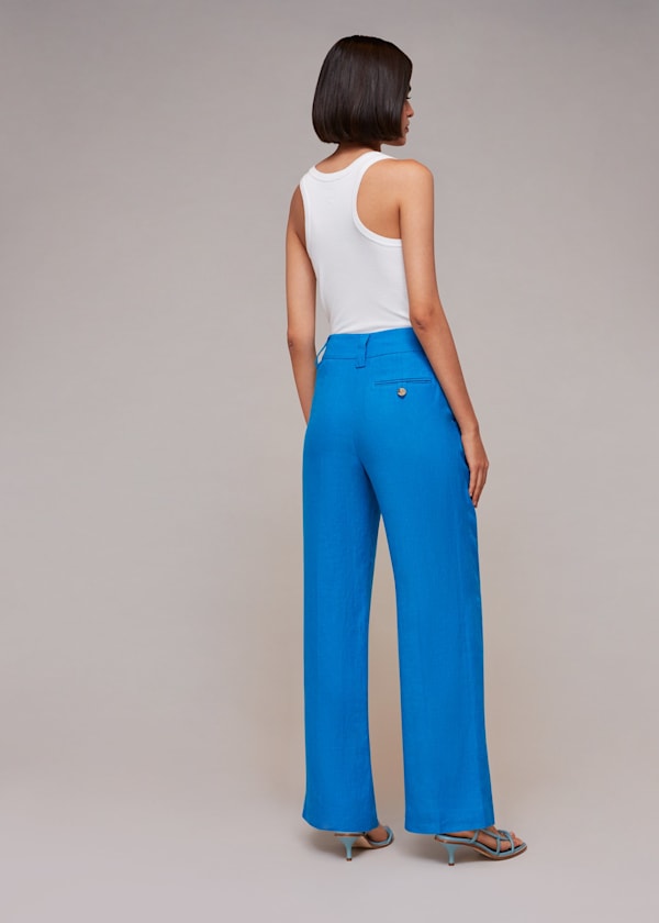 Blue Leonie Linen Pants 