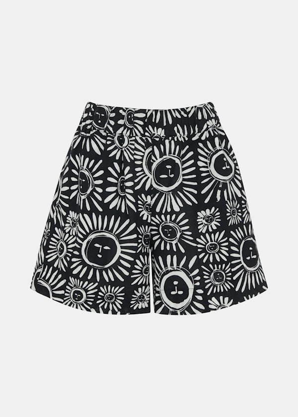 Black and White Sunman Print Short