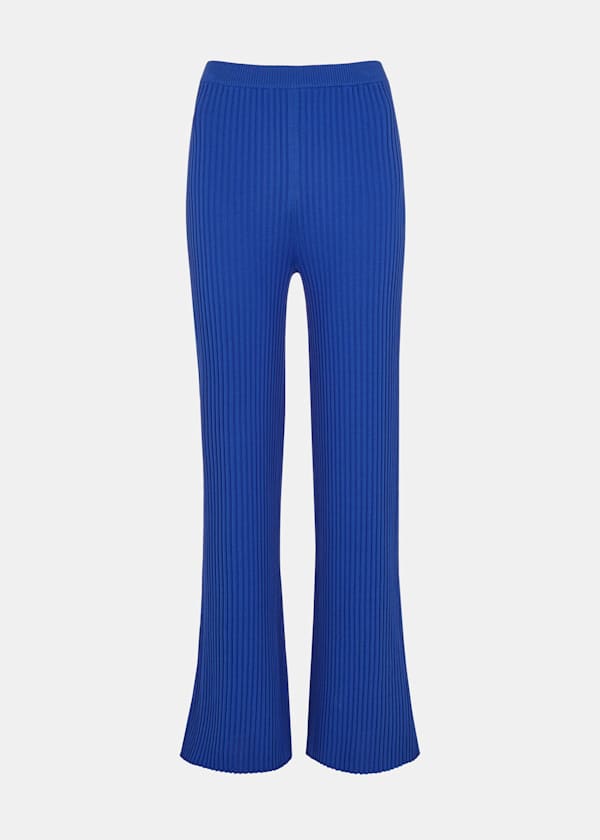 Blue Knitted Kick Flare Trouser