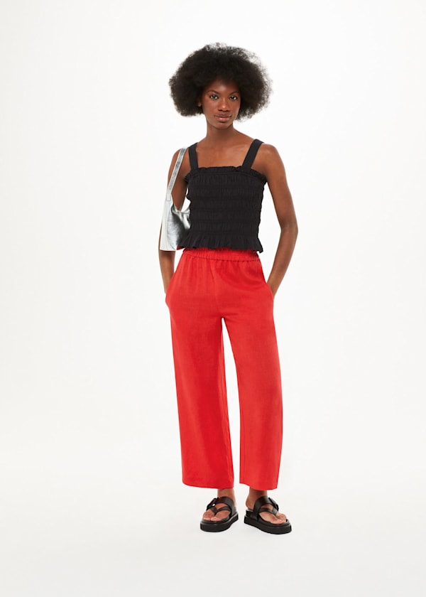 Red Linen Pocket Trouser
