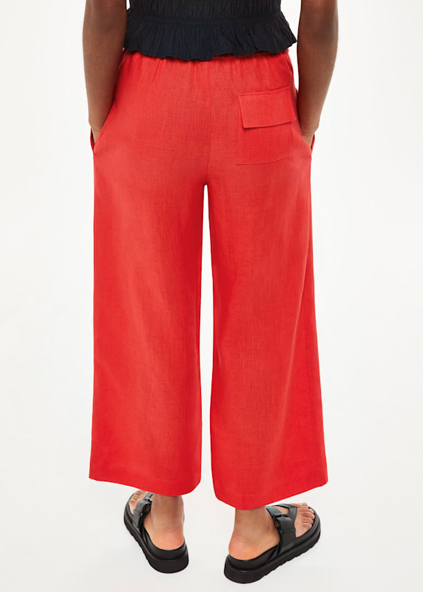 Red Linen Pocket Pants 