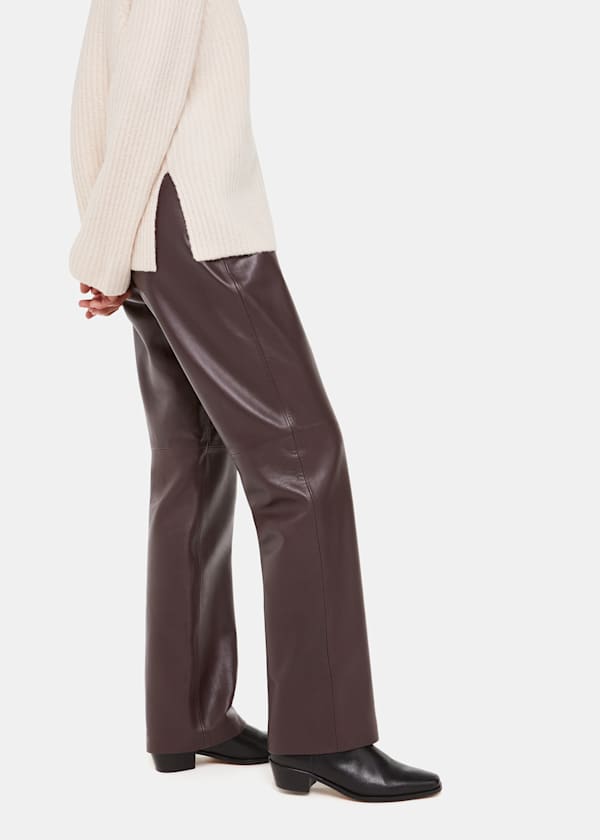 Chocolate Flat Front Leather Pants 