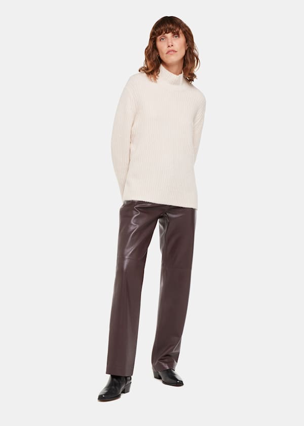 Chocolate Flat Front Leather Pants 
