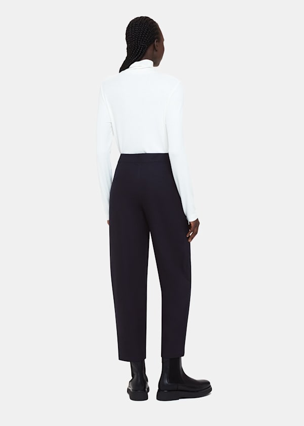 Navy Carla Barrel Cotton Pants 