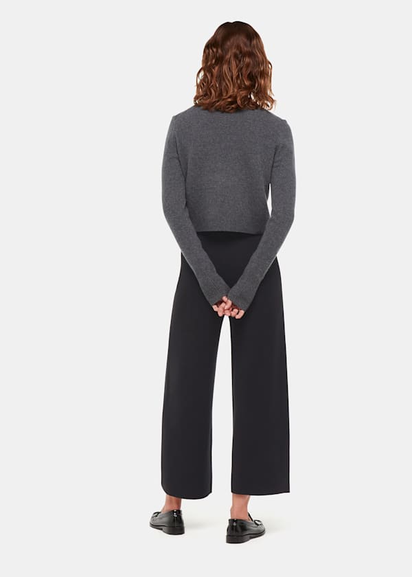 Black Knitted Wide Leg Trouser