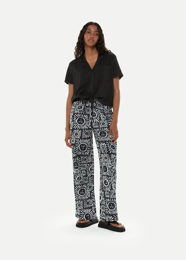Black and White Sunman Print Trouser