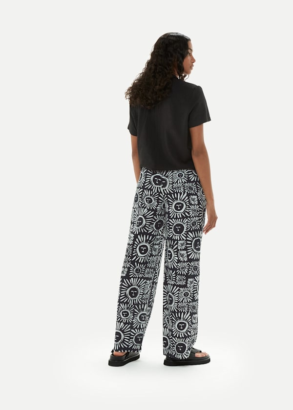 Black and White Sunman Print Pants 