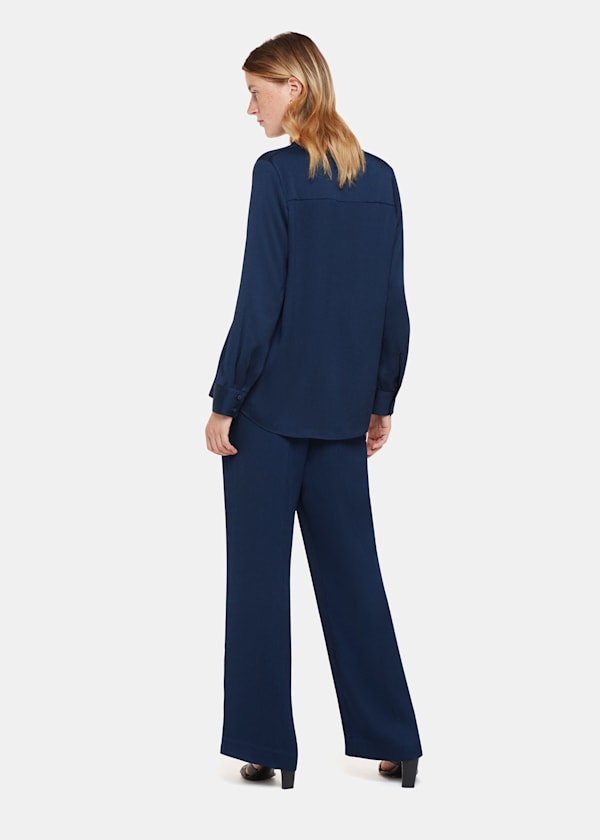 Navy Ellis Satin Pants 