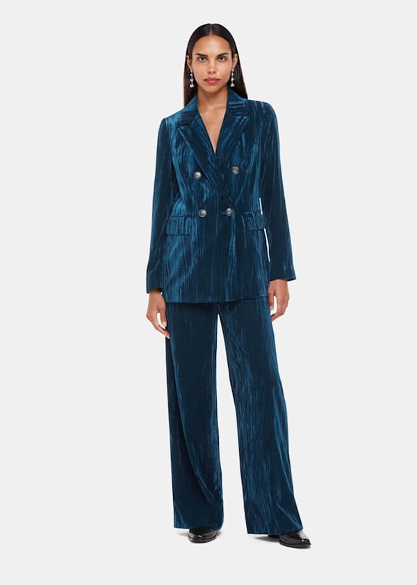 Teal Crushed Velvet Pants 