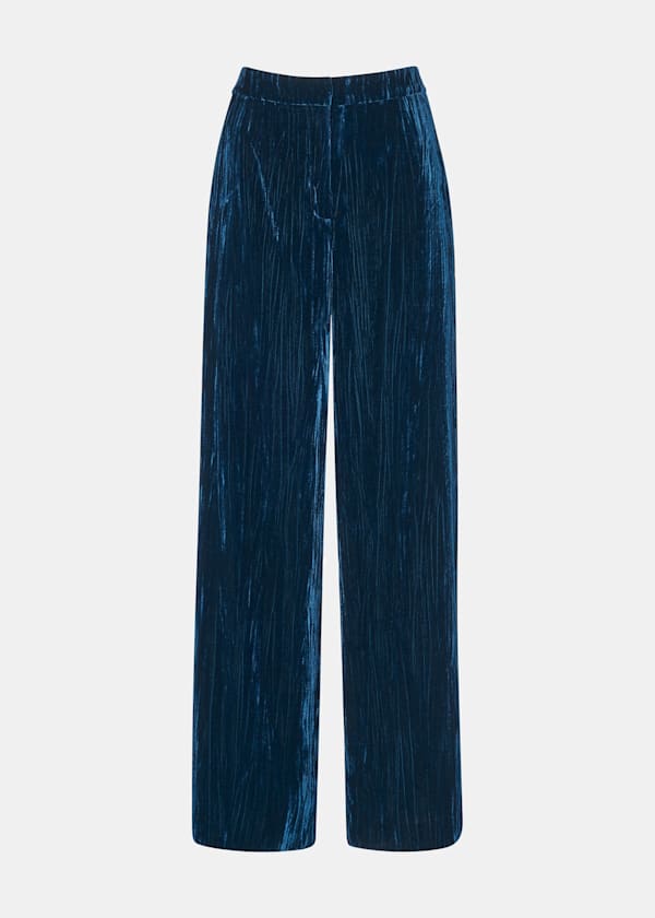 Teal Crushed Velvet Trouser
