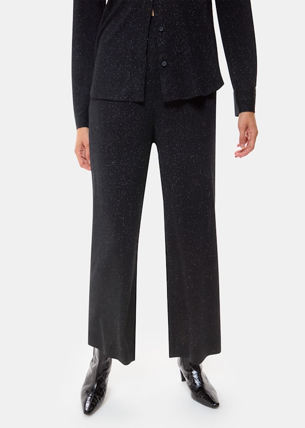 Black Eva Sparkle Cropped Trouser