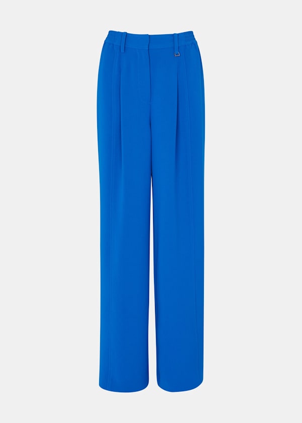 Blue Harper Crepe Wide Leg Pants 