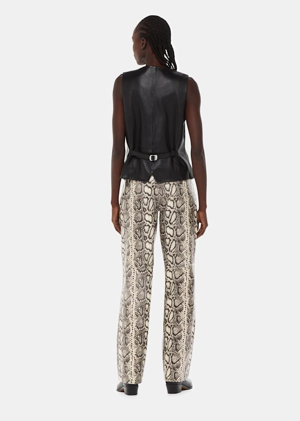 Multicolour Snake Print Leather Pants 
