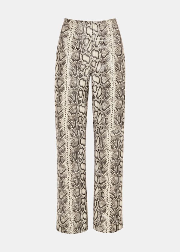 Multicolour Snake Print Leather Trousers