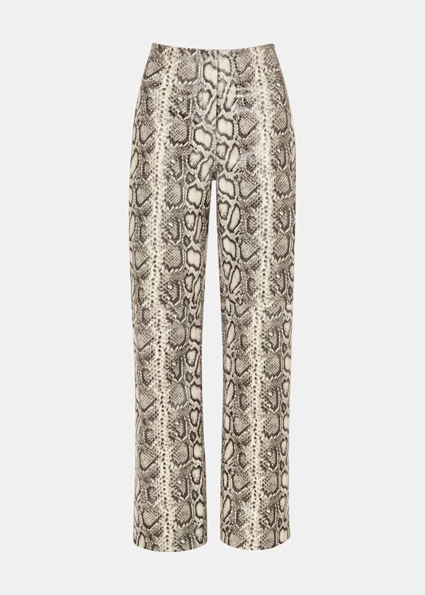 Snake Print Leather Trousers