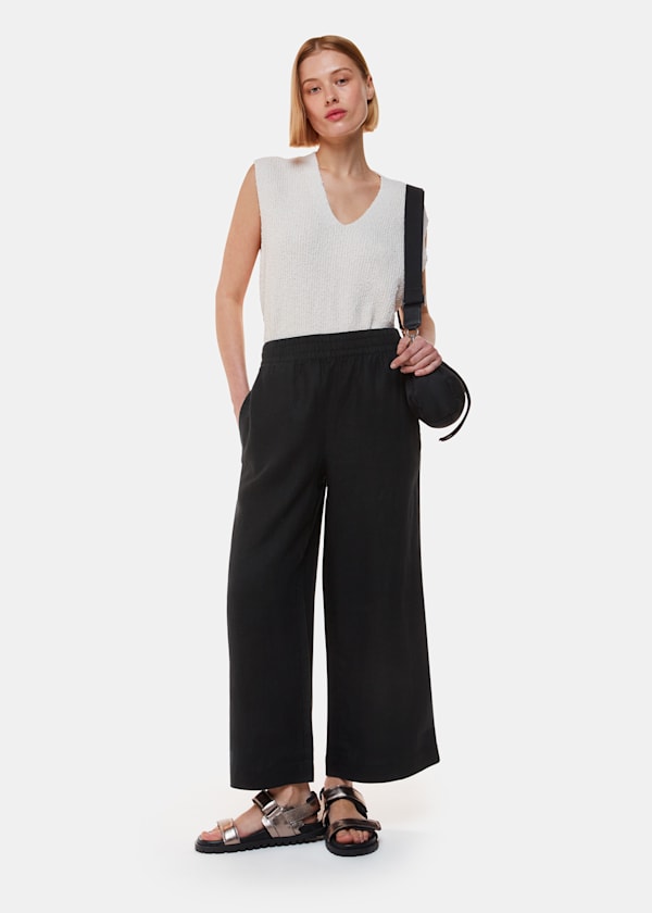 Black Linen Pocket Trouser
