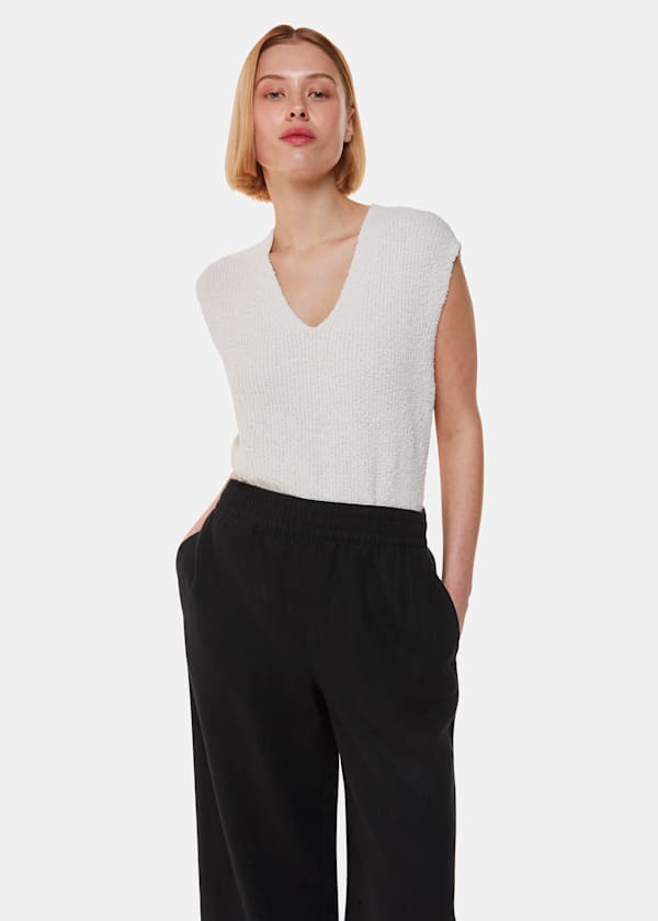 Black Linen Pocket Pants 