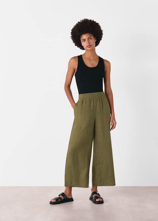 Khaki Linen Pocket Trouser