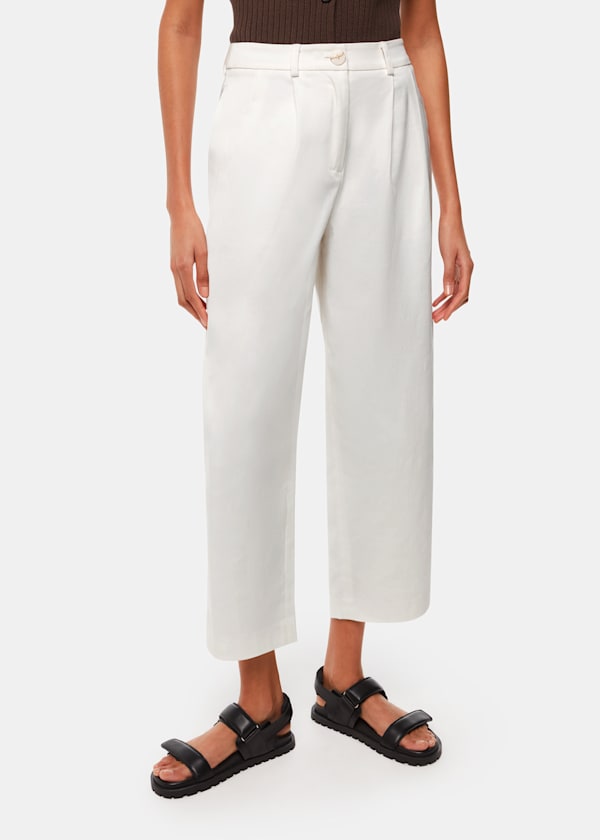 White Bethany Barrel Leg Trouser