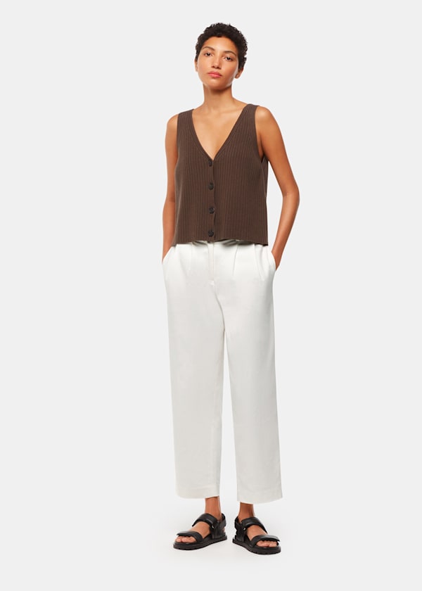White Bethany Barrel Leg Pants 
