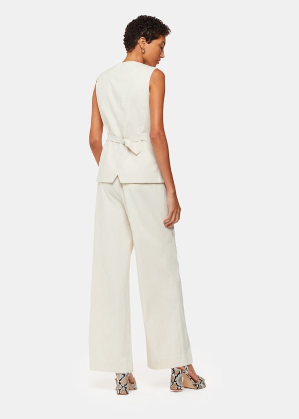 Oatmeal Lindsey Linen Blend Pants 