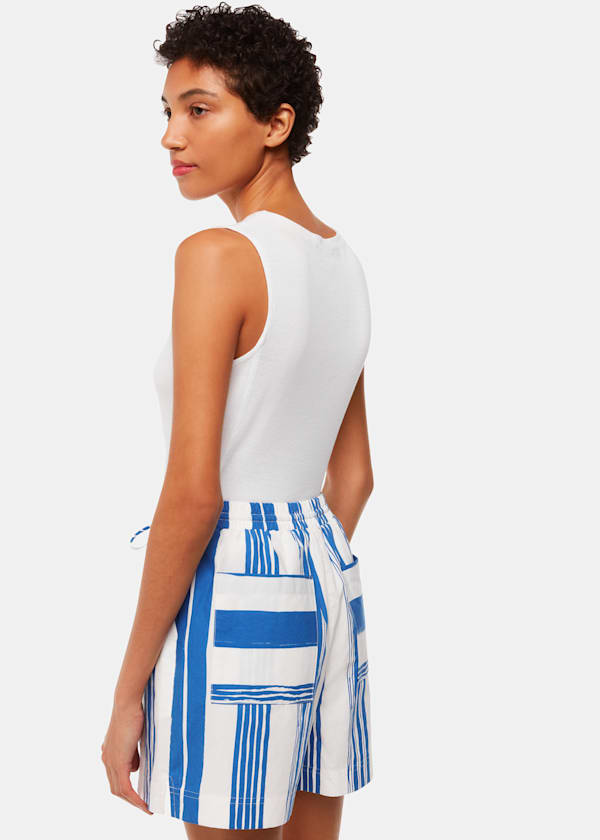 Blue Painted Stripe Shorts