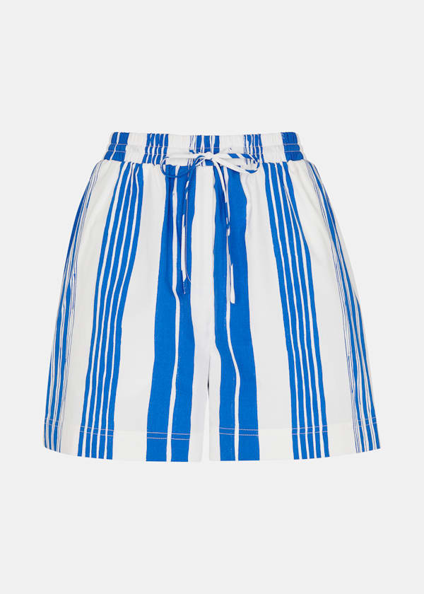 Blue Painted Stripe Shorts