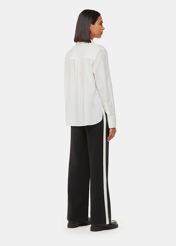 Black Crepe Side Stripe Pants 