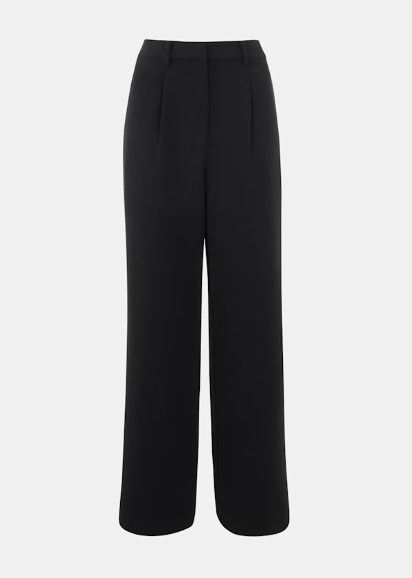 Black Crepe Side Stripe Pants 